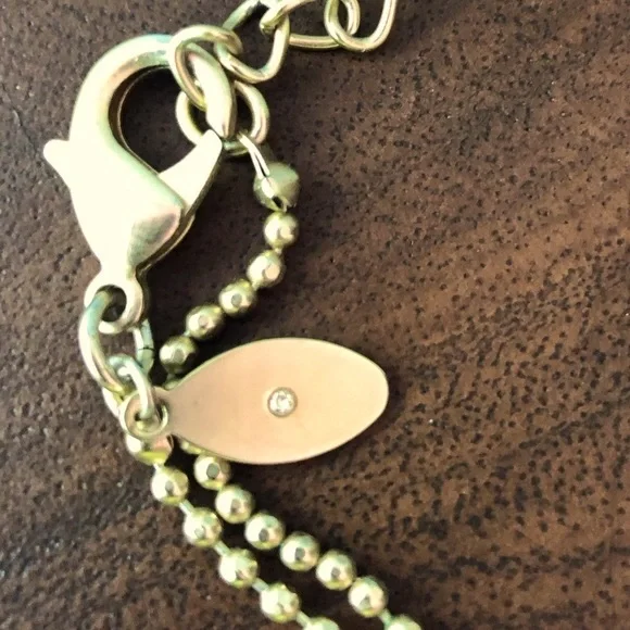 Gold ball chain necklace and 1-3/4” disk w/dotted cross & tiny charm by Chico’s - Picture 7 of 10